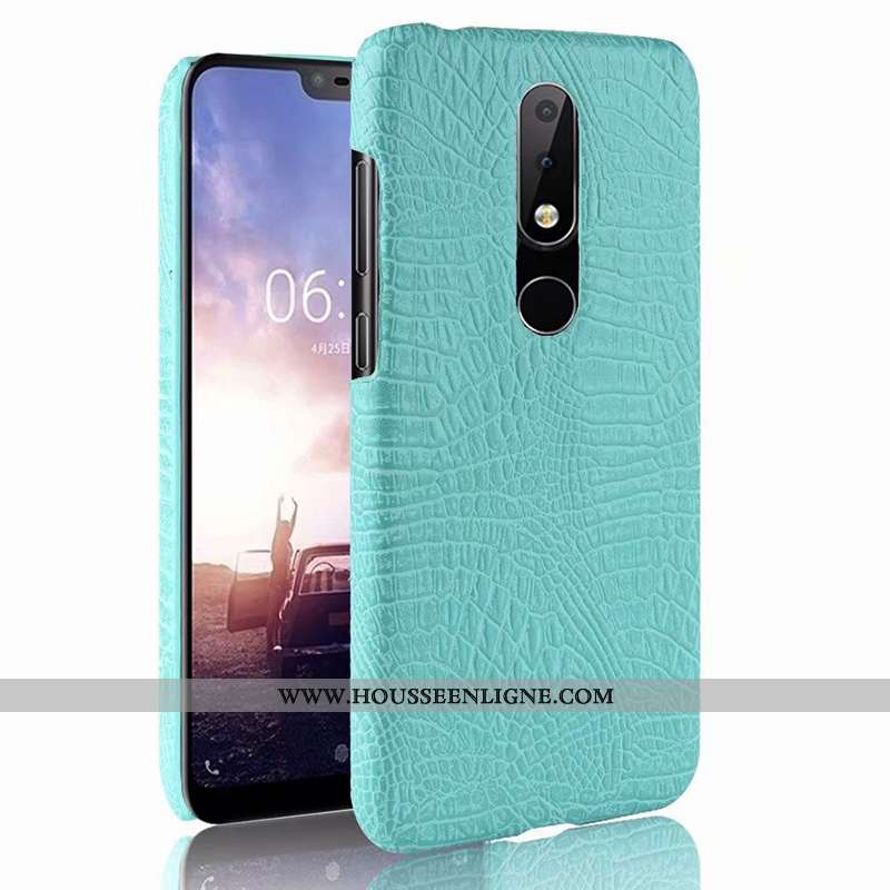 Housse Nokia 5.1 Plus Cuir Modèle Fleurie Protection Qualité Crocodile Étui Coque Orange