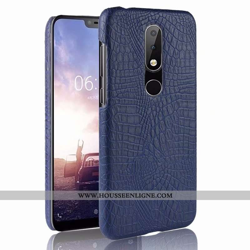 Housse Nokia 5.1 Plus Cuir Modèle Fleurie Protection Qualité Crocodile Étui Coque Orange