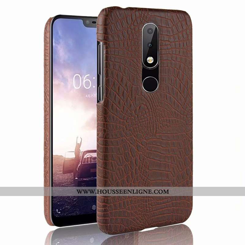 Housse Nokia 5.1 Plus Cuir Modèle Fleurie Protection Qualité Crocodile Étui Coque Orange