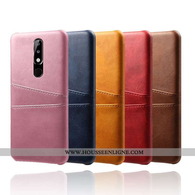 Housse Nokia 5.1 Plus Cuir Protection Téléphone Portable Carte Rose Coque Étui