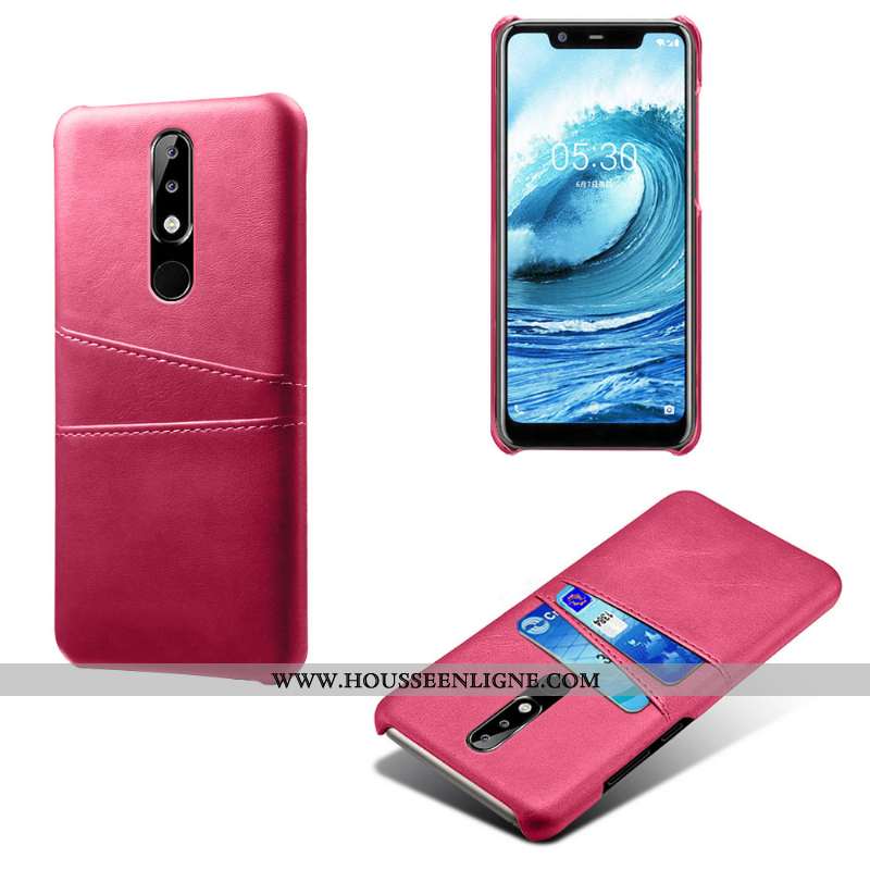 Housse Nokia 5.1 Plus Cuir Protection Téléphone Portable Carte Rose Coque Étui