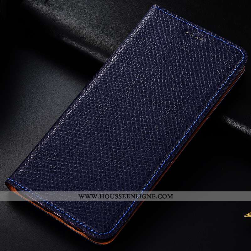 Housse Nokia 5.1 Plus Protection Cuir Véritable Mesh Incassable Téléphone Portable Bleu Marin Bleu F