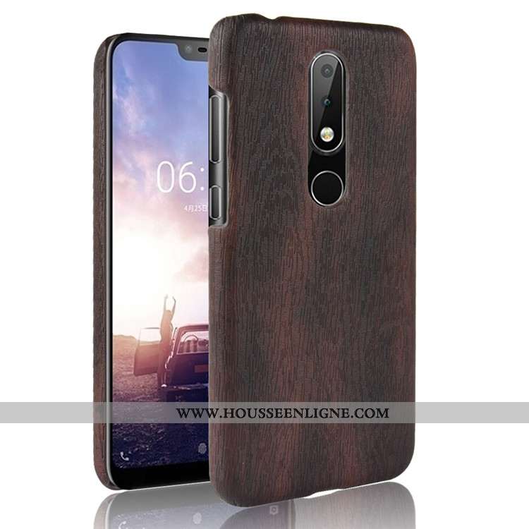 Housse Nokia 5.1 Plus Protection En Bois Couvercle Arrière Difficile Modèle Fleurie Incassable Télép