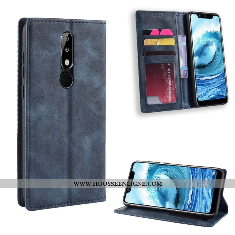 Housse Nokia 5.1 Plus Protection Vintage Incassable Modèle Fleurie Téléphone Portable Cuir Carte Mar