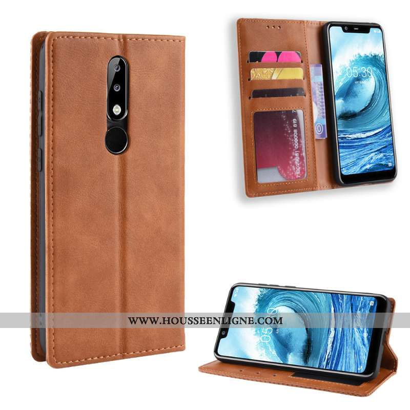 Housse Nokia 5.1 Plus Protection Vintage Incassable Modèle Fleurie Téléphone Portable Cuir Carte Mar