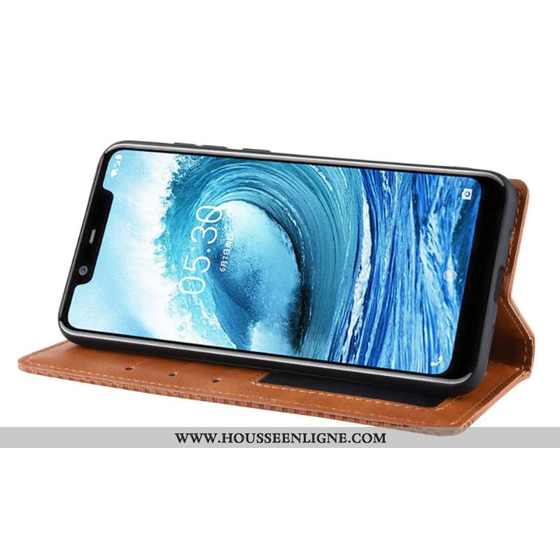 Housse Nokia 5.1 Plus Protection Vintage Incassable Modèle Fleurie Téléphone Portable Cuir Carte Mar
