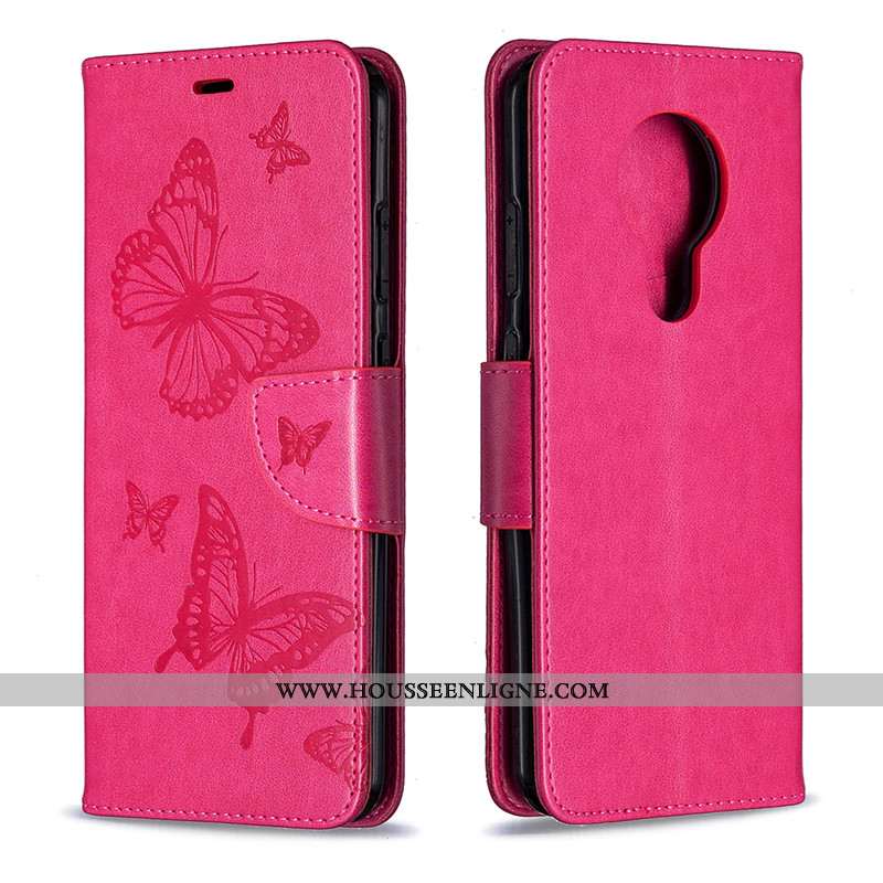 Housse Nokia 5.3 Protection Ornements Suspendus Couleur Unie Cuir Rouge Gaufrage