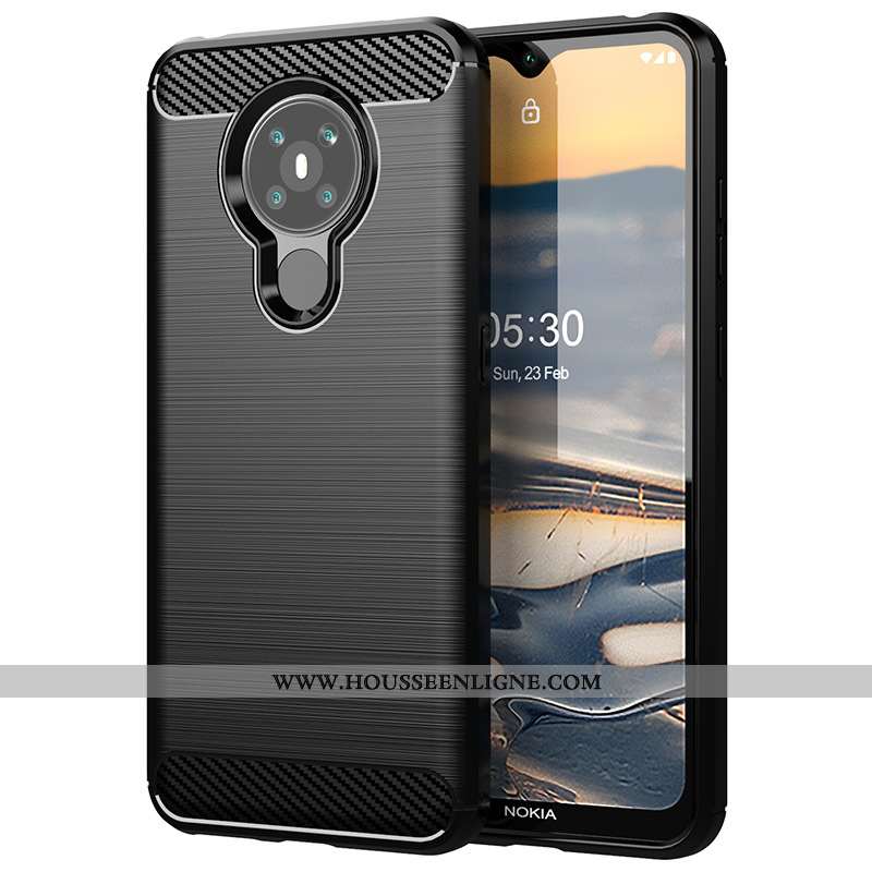 Housse Nokia 5.3 Silicone Protection Téléphone Portable Fibre Modèle Fleurie Incassable Étui Noir