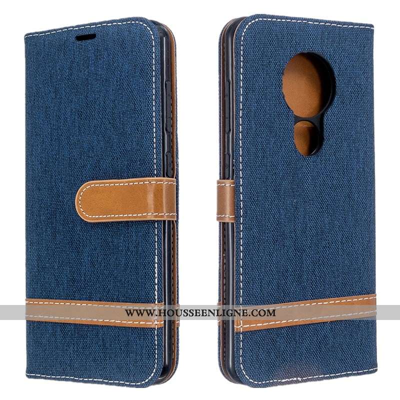 Housse Nokia 6.2 Créatif Portefeuille Cuir Coque En Denim Tout Compris Téléphone Portable Bleu Foncé