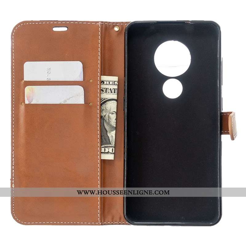 Housse Nokia 6.2 Créatif Portefeuille Cuir Coque En Denim Tout Compris Téléphone Portable Bleu Foncé
