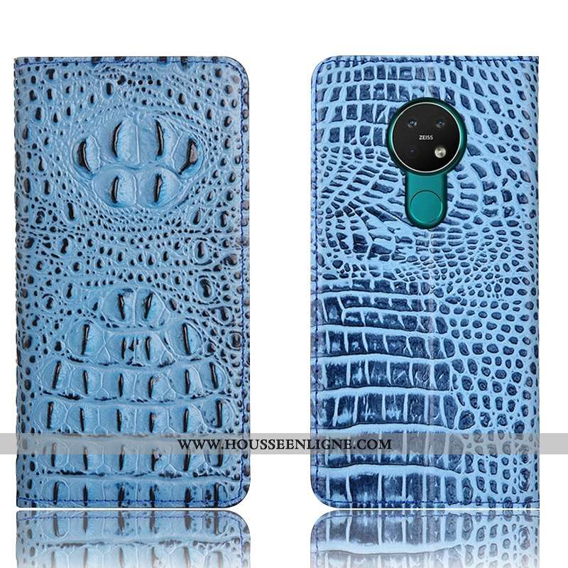 Housse Nokia 6.2 Cuir Véritable Protection Tout Compris Téléphone Portable Étui Bleu