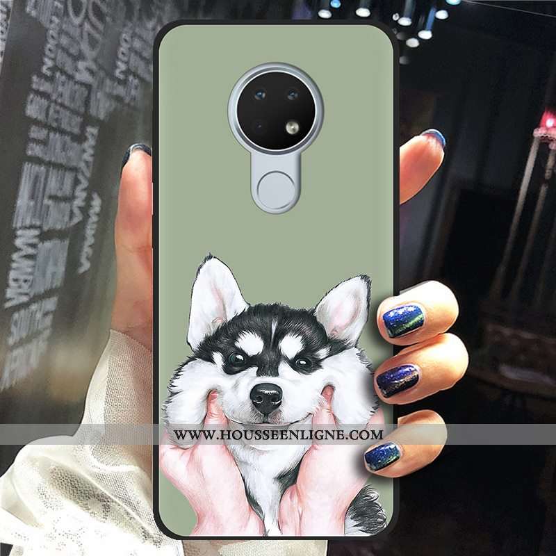 Housse Nokia 6.2 Délavé En Daim Créatif Tendance Fluide Doux Vert Noir Téléphone Portable Verte