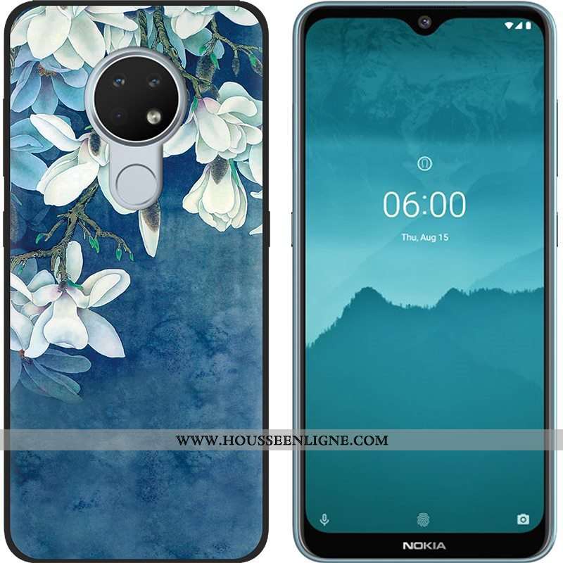 Housse Nokia 6.2 Délavé En Daim Créatif Tendance Fluide Doux Vert Noir Téléphone Portable Verte