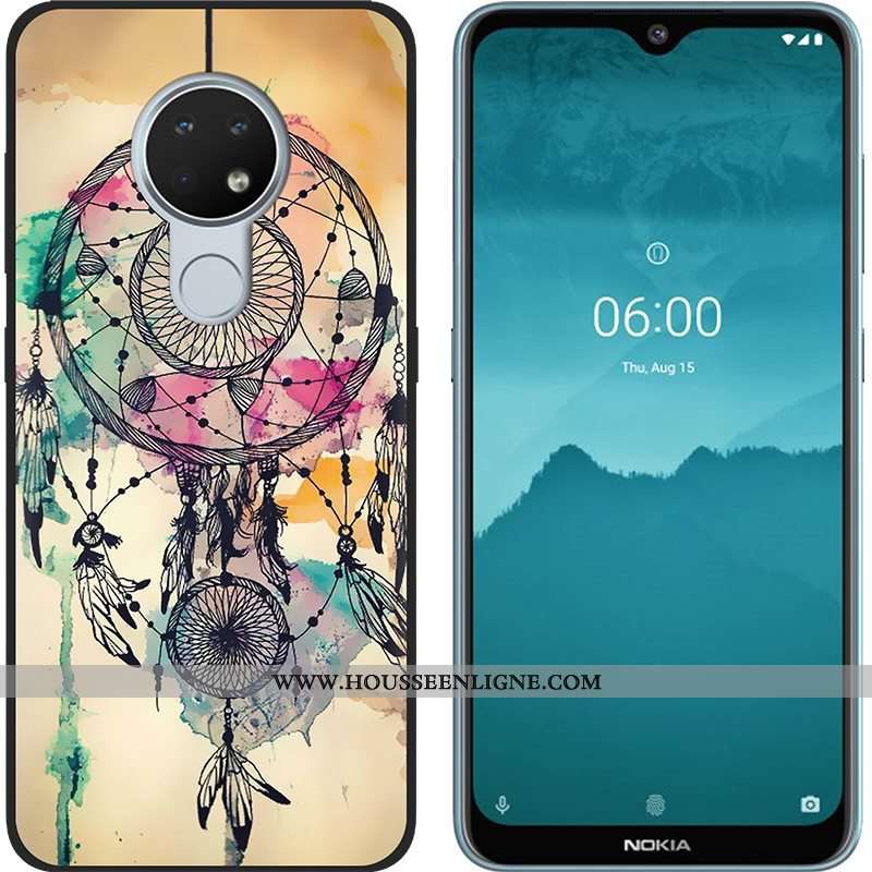 Housse Nokia 6.2 Délavé En Daim Créatif Tendance Fluide Doux Vert Noir Téléphone Portable Verte