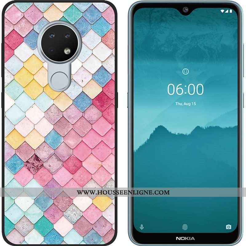 Housse Nokia 6.2 Délavé En Daim Créatif Tendance Fluide Doux Vert Noir Téléphone Portable Verte