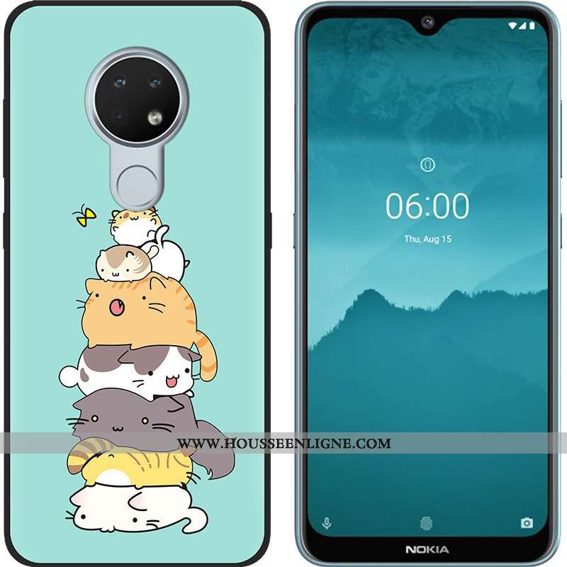 Housse Nokia 6.2 Délavé En Daim Créatif Tendance Fluide Doux Vert Noir Téléphone Portable Verte