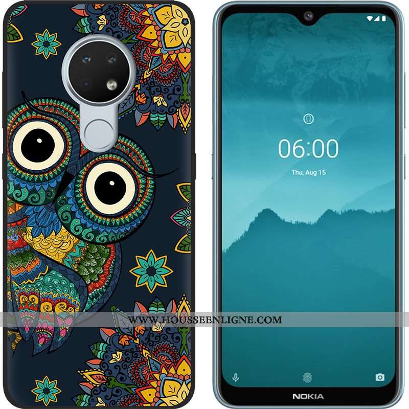 Housse Nokia 6.2 Délavé En Daim Créatif Tendance Fluide Doux Vert Noir Téléphone Portable Verte