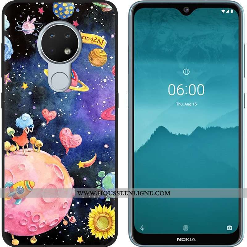 Housse Nokia 6.2 Délavé En Daim Créatif Tendance Fluide Doux Vert Noir Téléphone Portable Verte