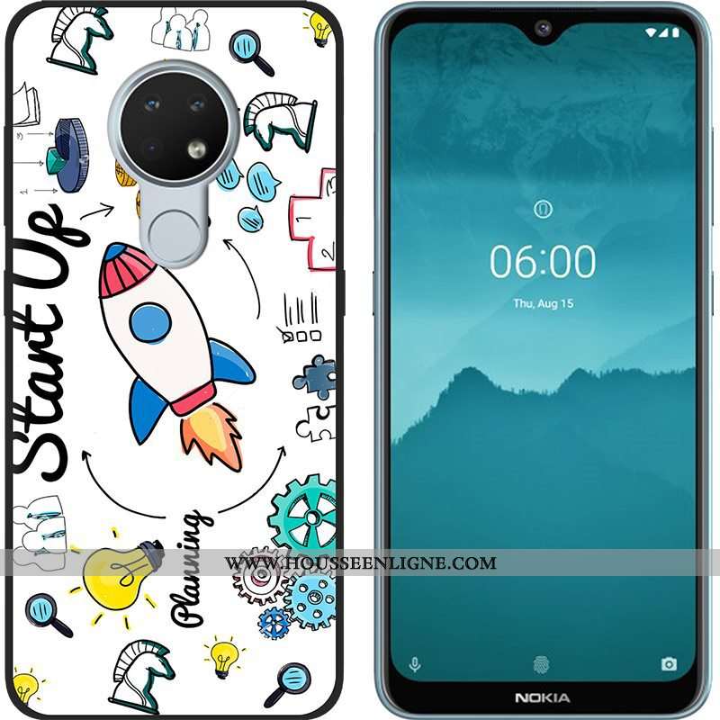 Housse Nokia 6.2 Délavé En Daim Créatif Tendance Fluide Doux Vert Noir Téléphone Portable Verte