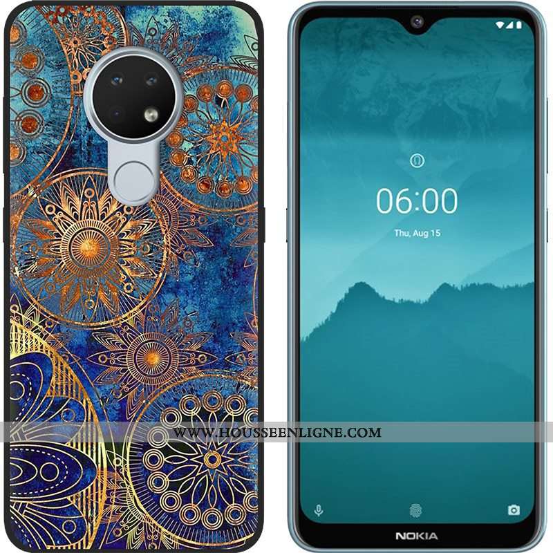 Housse Nokia 6.2 Délavé En Daim Créatif Tendance Fluide Doux Vert Noir Téléphone Portable Verte