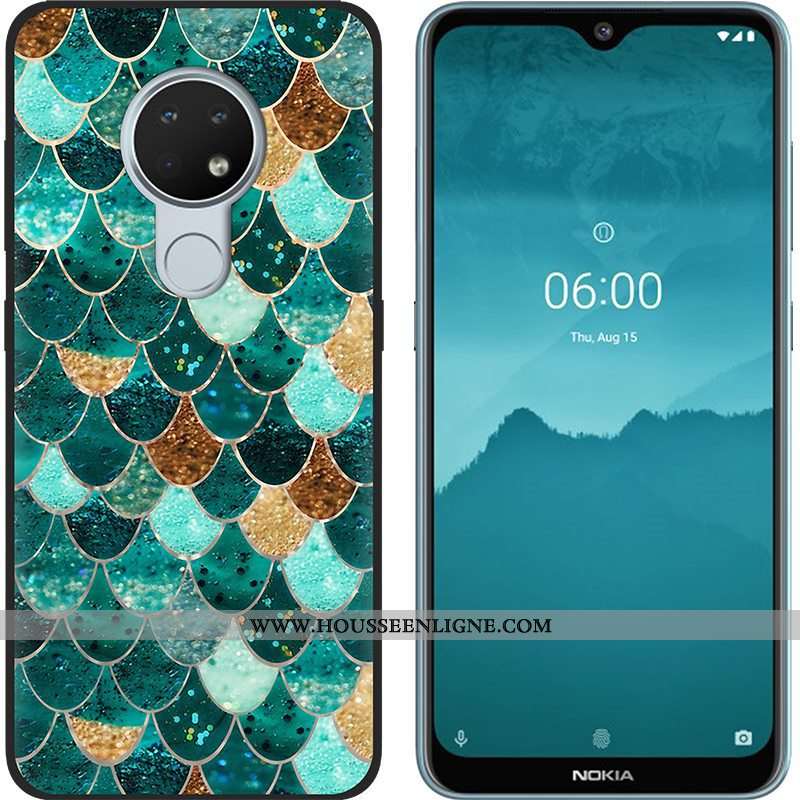 Housse Nokia 6.2 Délavé En Daim Créatif Tendance Fluide Doux Vert Noir Téléphone Portable Verte