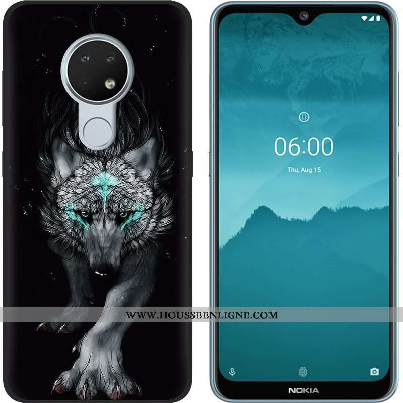 Housse Nokia 6.2 Délavé En Daim Créatif Tendance Fluide Doux Vert Noir Téléphone Portable Verte