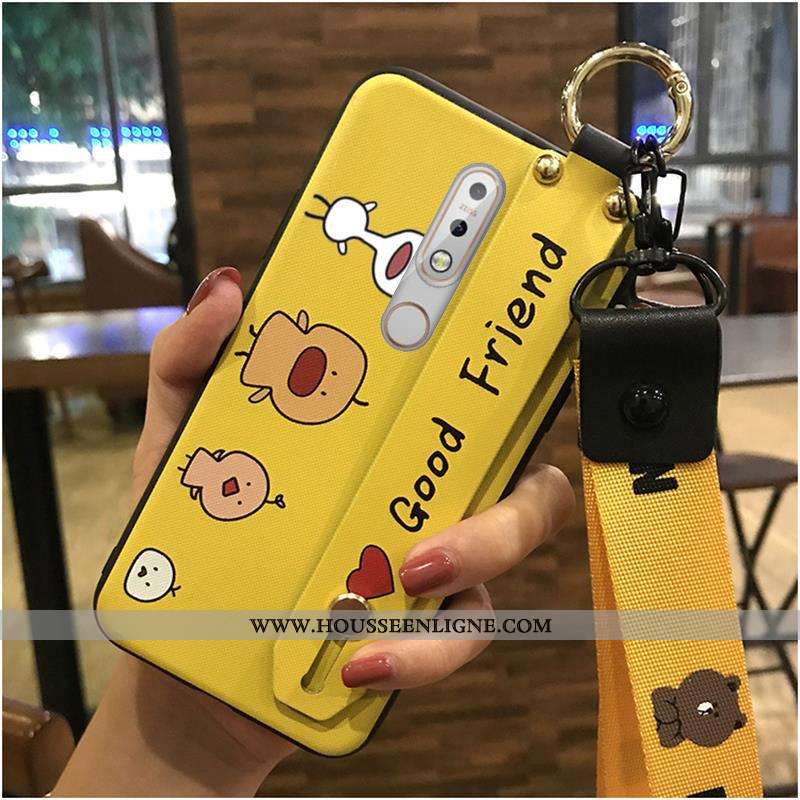 Housse Nokia 7.1 Fluide Doux Protection Coque Support Téléphone Portable Jaune Dessin Animé