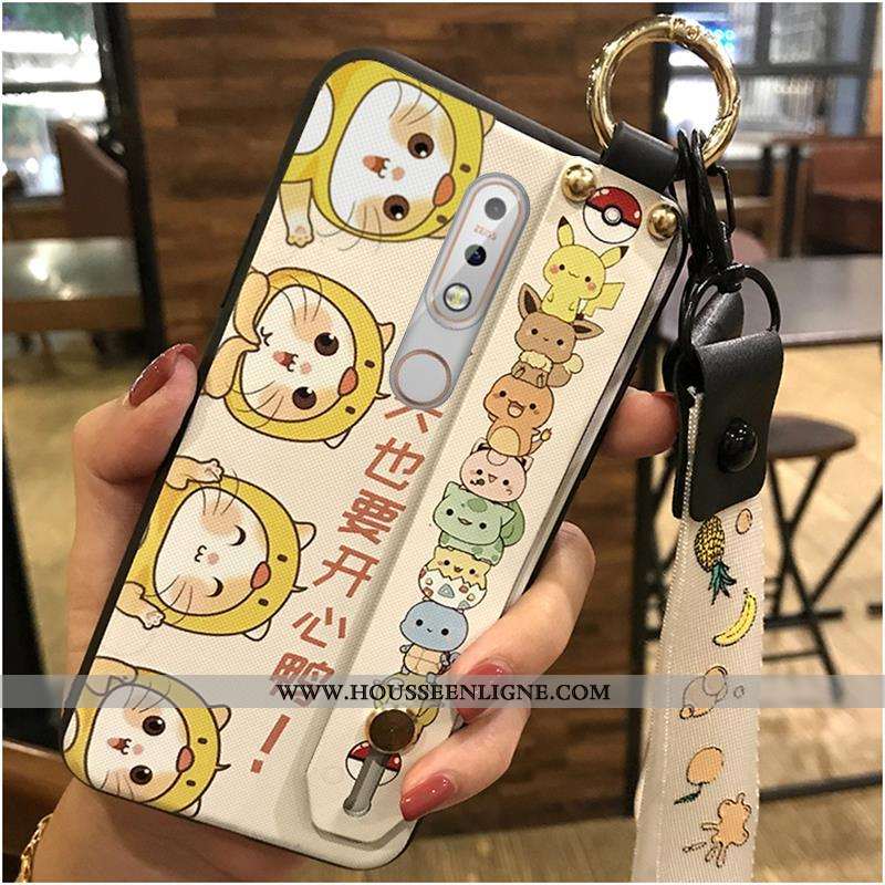 Housse Nokia 7.1 Fluide Doux Protection Coque Support Téléphone Portable Jaune Dessin Animé