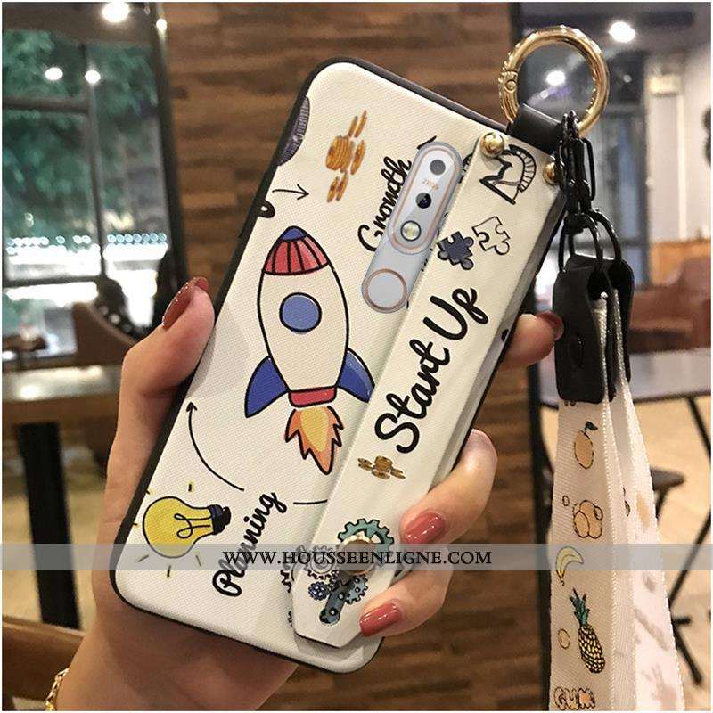 Housse Nokia 7.1 Fluide Doux Protection Coque Support Téléphone Portable Jaune Dessin Animé