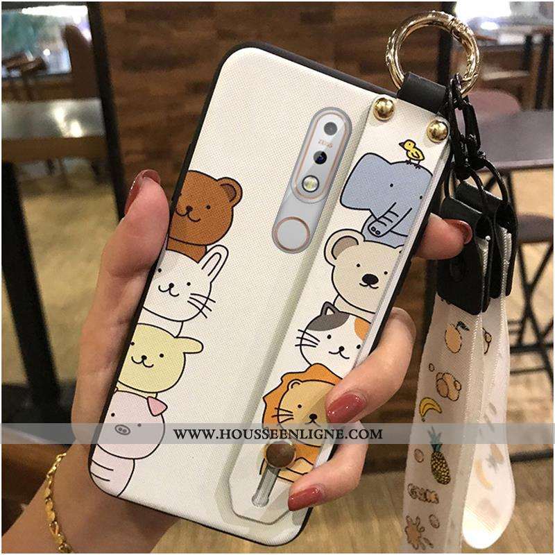 Housse Nokia 7.1 Fluide Doux Protection Coque Support Téléphone Portable Jaune Dessin Animé