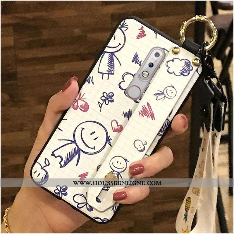 Housse Nokia 7.1 Fluide Doux Protection Coque Support Téléphone Portable Jaune Dessin Animé