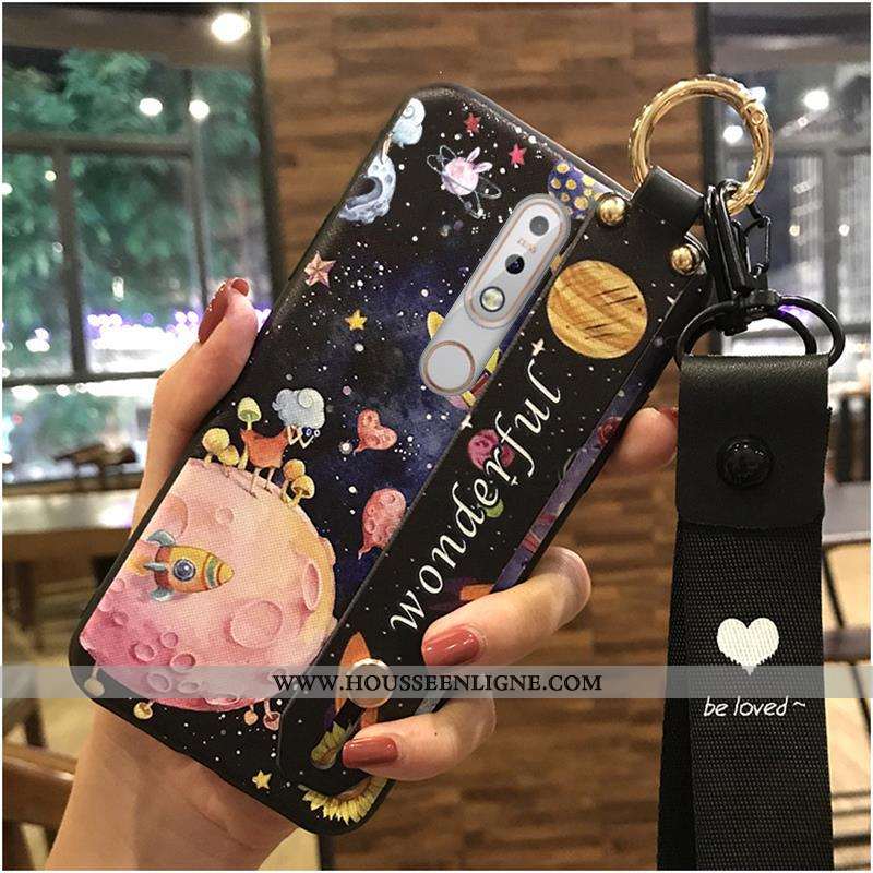 Housse Nokia 7.1 Fluide Doux Protection Coque Support Téléphone Portable Jaune Dessin Animé