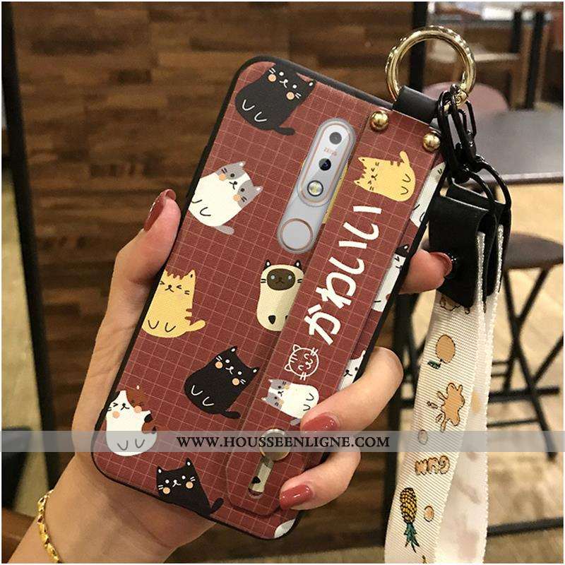 Housse Nokia 7.1 Fluide Doux Protection Coque Support Téléphone Portable Jaune Dessin Animé