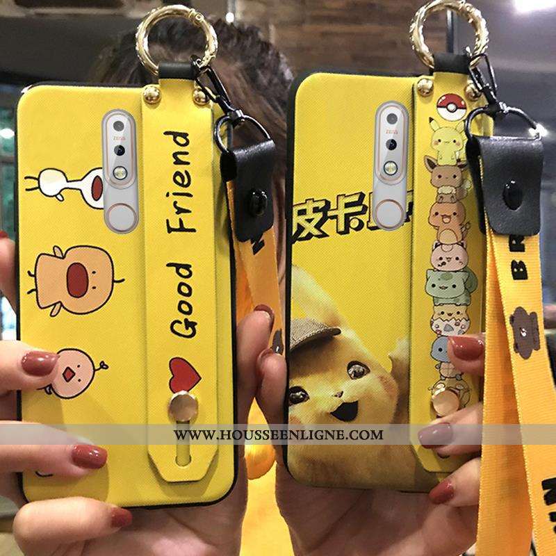 Housse Nokia 7.1 Fluide Doux Protection Coque Support Téléphone Portable Jaune Dessin Animé