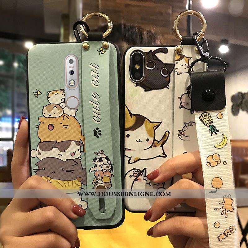 Housse Nokia 7.1 Fluide Doux Protection Coque Support Téléphone Portable Jaune Dessin Animé