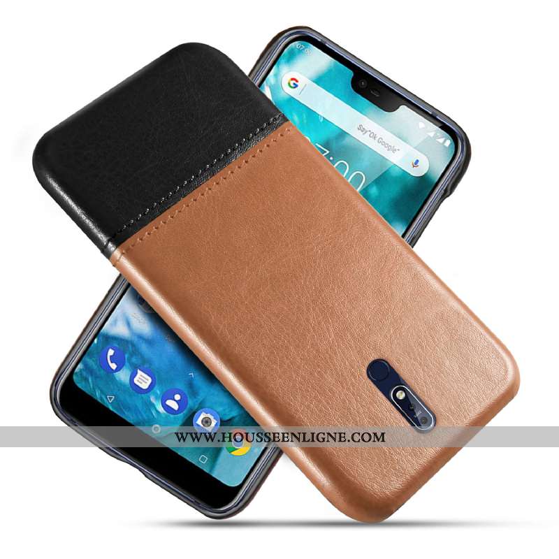 Housse Nokia 7.1 Protection Cuir Téléphone Portable Kaki Antidérapant Qualité Modèle Fleurie Khaki