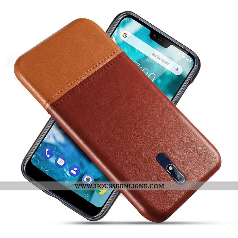 Housse Nokia 7.1 Protection Cuir Téléphone Portable Kaki Antidérapant Qualité Modèle Fleurie Khaki