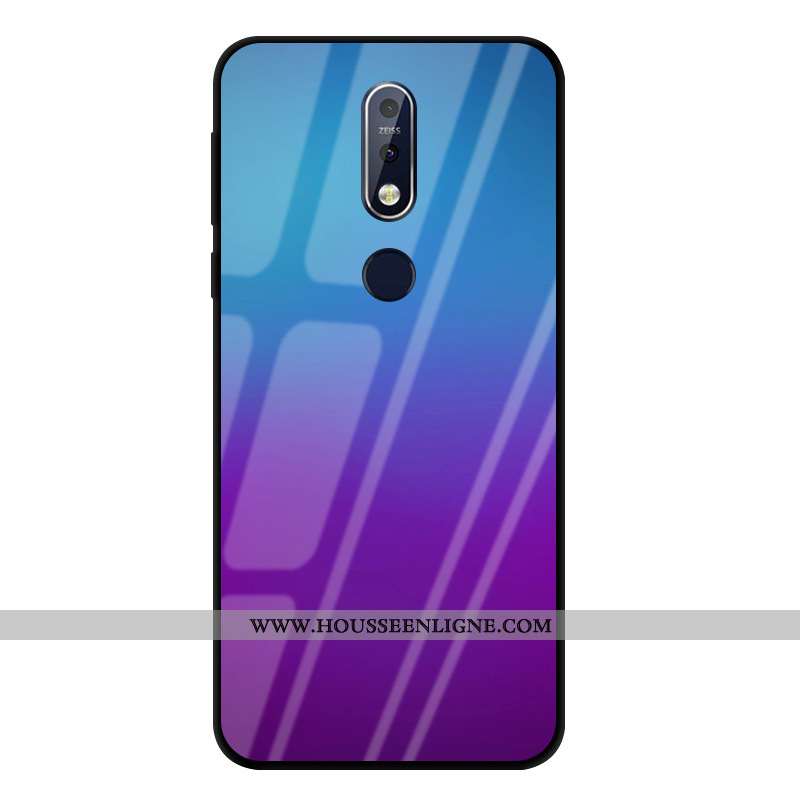 Housse Nokia 7.1 Verre Protection Incassable Violet Coque Étui Couleur Unie