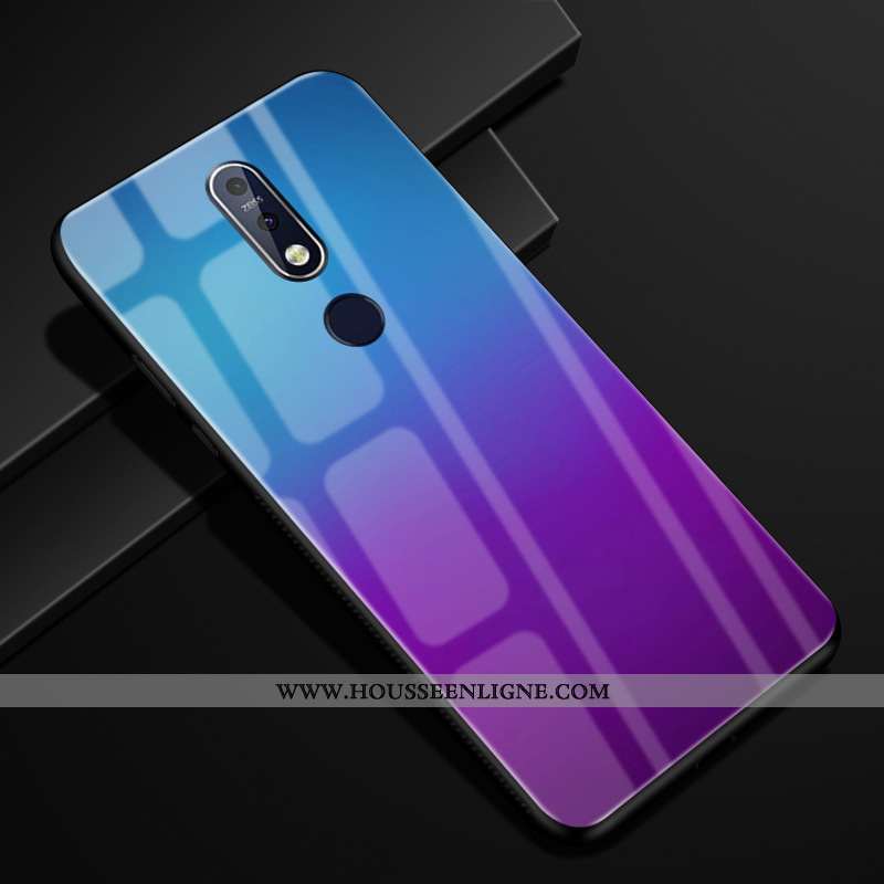 Housse Nokia 7.1 Verre Protection Incassable Violet Coque Étui Couleur Unie