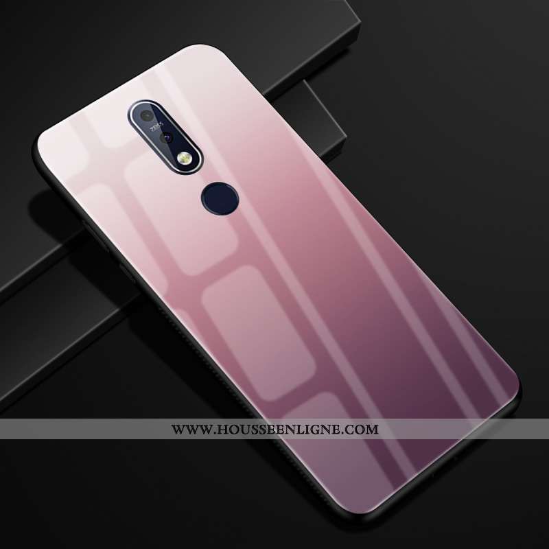 Housse Nokia 7.1 Verre Protection Incassable Violet Coque Étui Couleur Unie