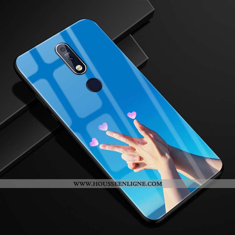 Housse Nokia 7.1 Verre Protection Incassable Violet Coque Étui Couleur Unie