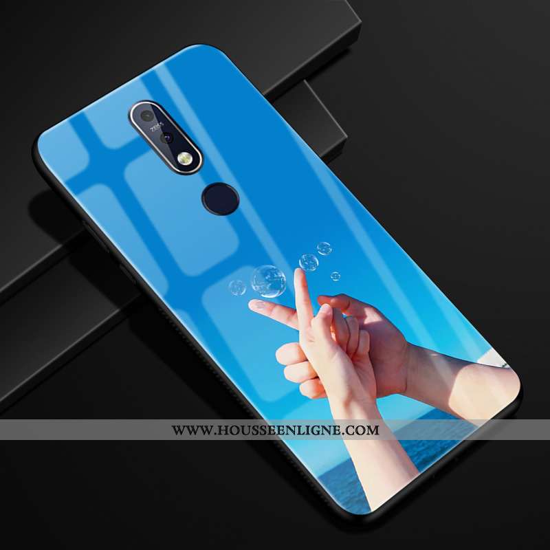 Housse Nokia 7.1 Verre Protection Incassable Violet Coque Étui Couleur Unie