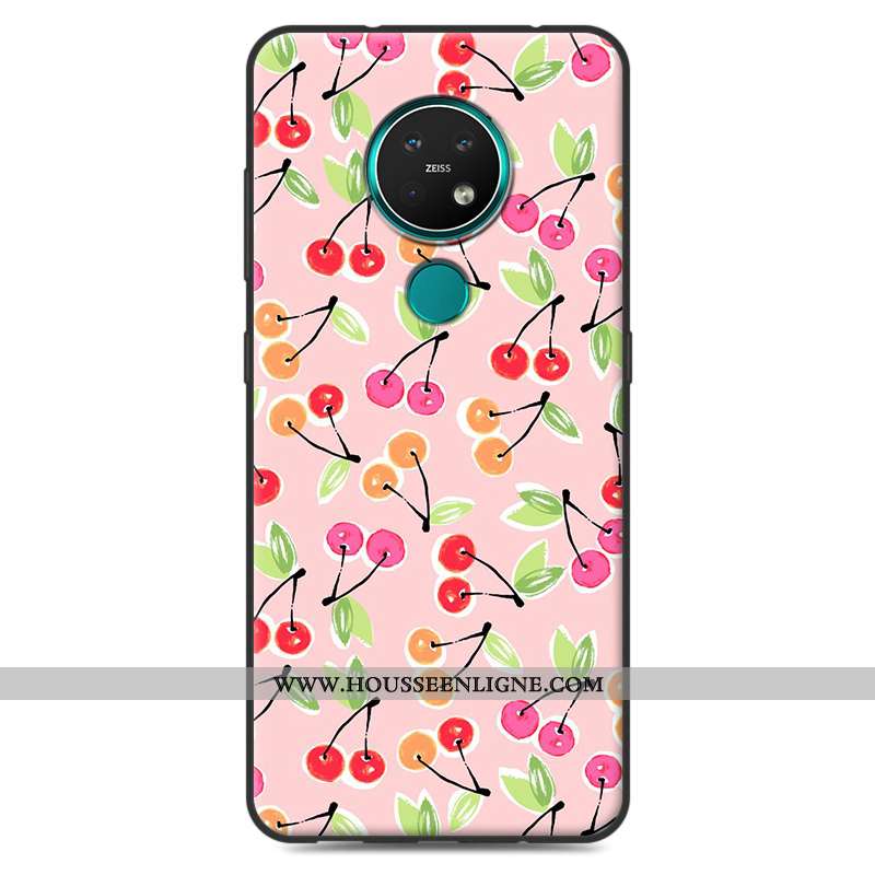 Housse Nokia 7.2 Créatif Vintage Coque Rose Protection Délavé En Daim Simple