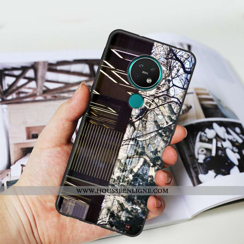 Housse Nokia 7.2 Créatif Vintage Coque Rose Protection Délavé En Daim Simple