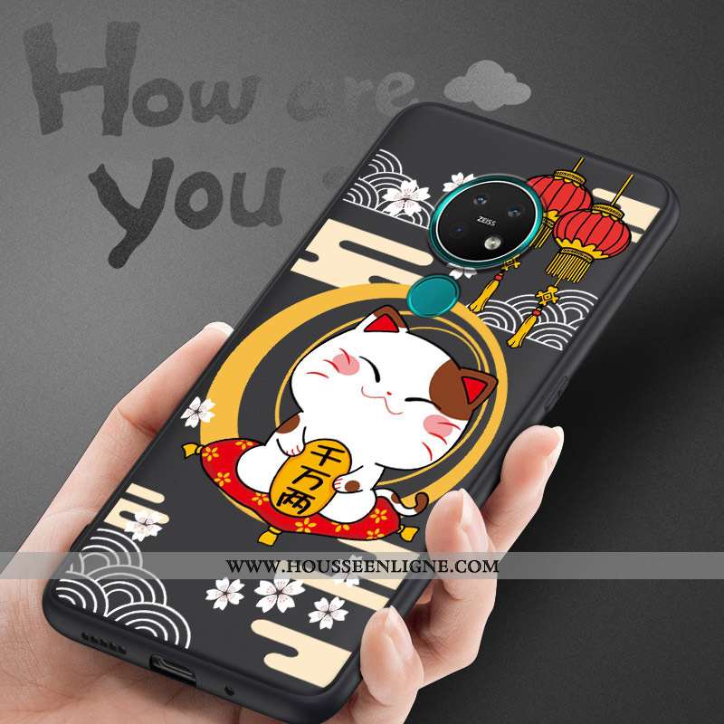 Housse Nokia 7.2 Délavé En Daim Personnalité Dessin Animé Silicone Noir Étui Coque