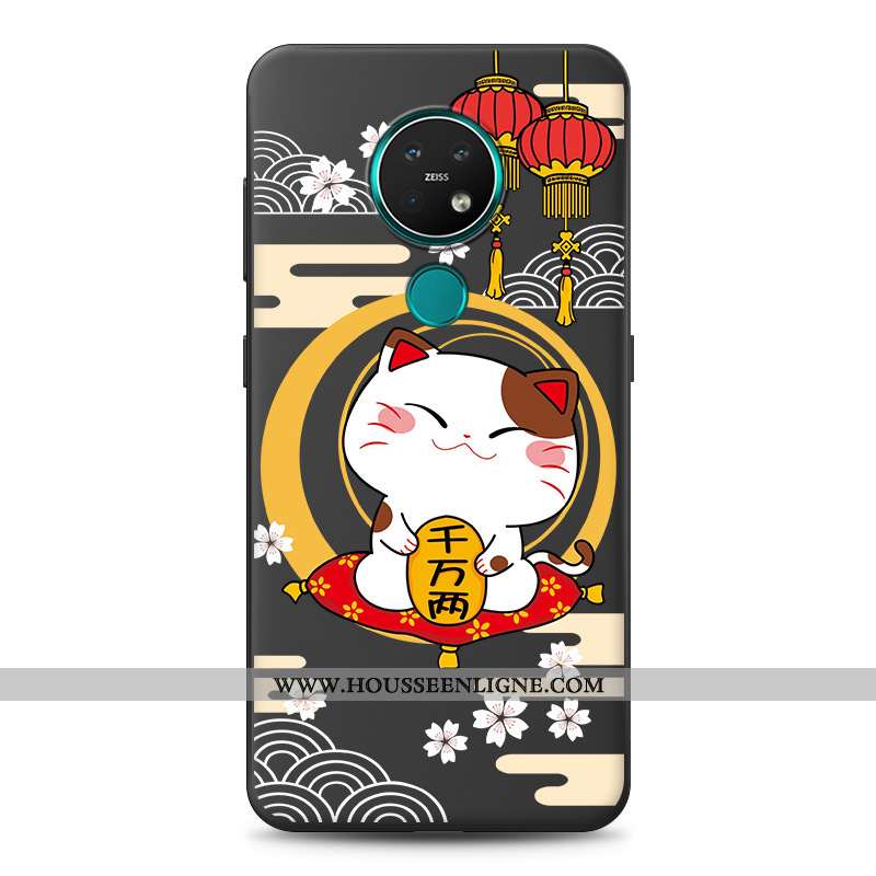 Housse Nokia 7.2 Délavé En Daim Personnalité Dessin Animé Silicone Noir Étui Coque