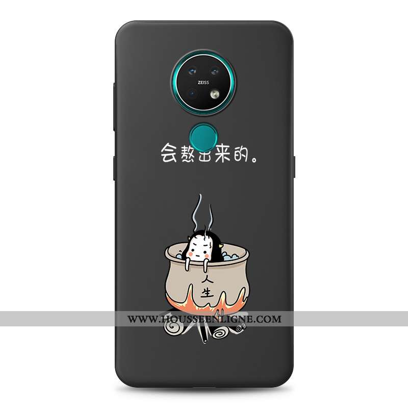 Housse Nokia 7.2 Délavé En Daim Personnalité Dessin Animé Silicone Noir Étui Coque