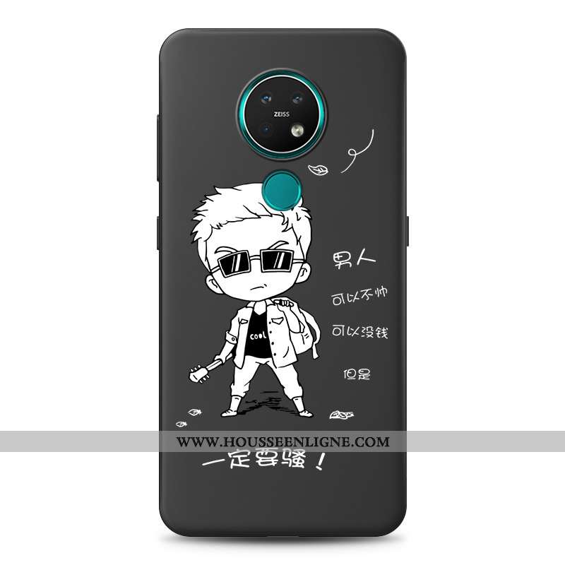 Housse Nokia 7.2 Délavé En Daim Personnalité Dessin Animé Silicone Noir Étui Coque