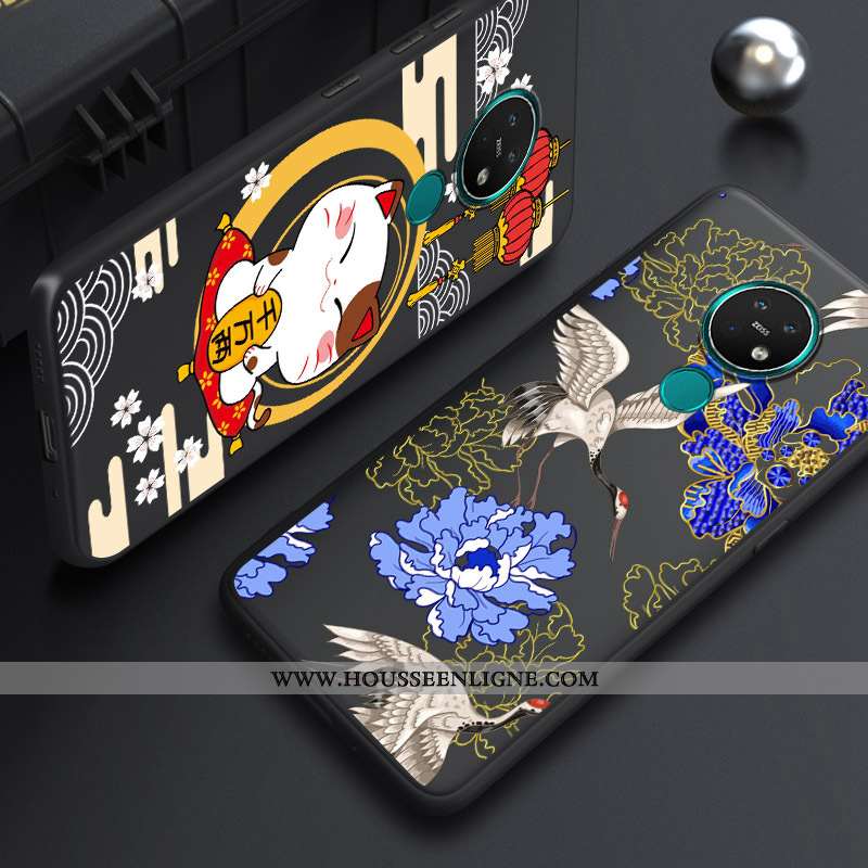Housse Nokia 7.2 Délavé En Daim Personnalité Dessin Animé Silicone Noir Étui Coque