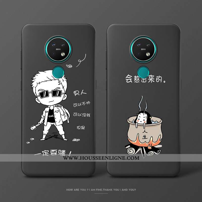 Housse Nokia 7.2 Délavé En Daim Personnalité Dessin Animé Silicone Noir Étui Coque